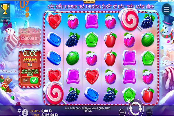 Giao diện quay hũ tại game sugar rush giáng sinh 2024